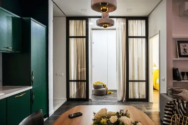 Phòng bếp Phòng thay đồ - Căn hộ 62㎡ mang vẻ đẹp sang trọng, lộng lẫy với màu xanh lá đậm cổ điển 
