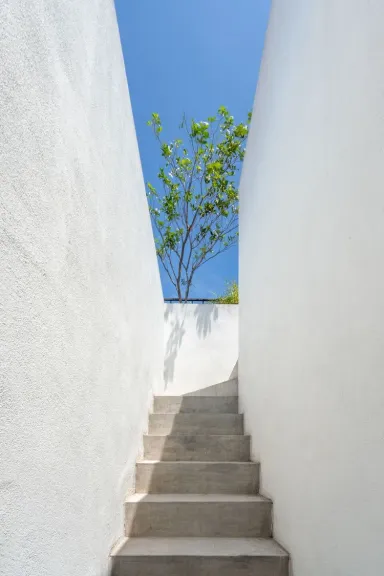  Cầu thang, Sân thượng - Ottiaqa House - Nhà ống bên sườn đồi có thiết kế “giấu tầng” độc đáo 