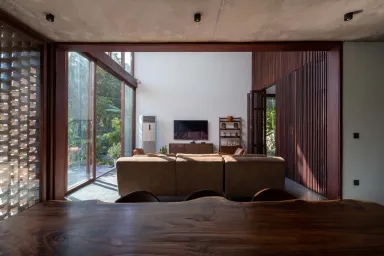 Phòng khách - Nôm villa - Bản sắc kiến trúc truyền thống dân tộc trong bối cảnh xã hội đương đại