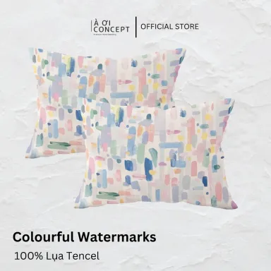 Vỏ Gối Nằm Lụa Tencel 60s Hoa Văn Colourful Watermarks