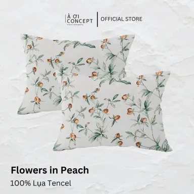 Vỏ Gối Nằm Lụa Tencel 60s Hoa Văn Flowers In Peach