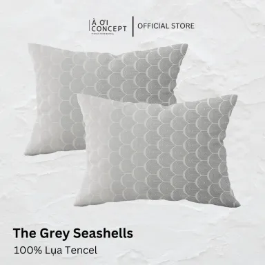 Vỏ Gối Nằm Lụa Tencel 60s Hoa Văn The Grey Seashells