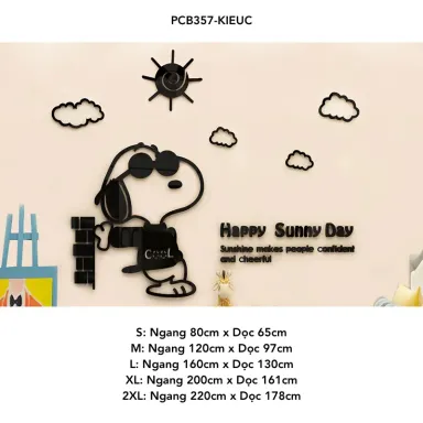 Tranh Mica Dán Tường Hình Snoopy Sunny Day Kiểu C