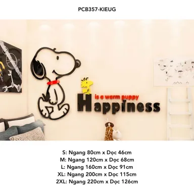 Tranh Mica Dán Tường Hình Snoopy Sunny Day Kiểu G