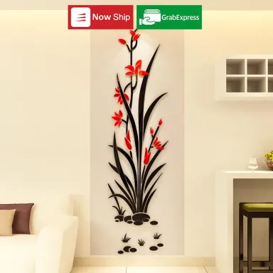 Tranh Dán Tường Mica 3D Khổ Lớn Hoa Lay Ơn Đỏ