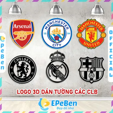 Tranh Dán Tường Mica 3D Logo Top Đội Tuyển CLB Bóng Đá