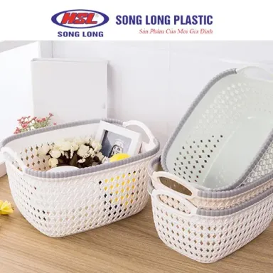 Giỏ Nhựa Đựng Đồ Có Quai Cầm Song Long Plastic Đa Năng Tiện Lợi Nhiều Size Màu Ngẫu Nhiên
