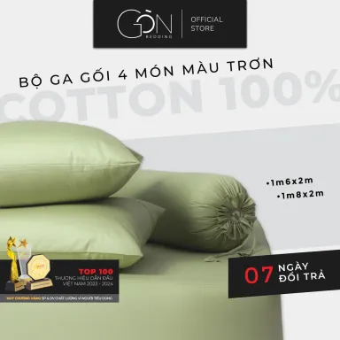 Bộ Ga Gối 4 Món Gòn Bedding Cotton 100% Hàn Quốc 1m6x2m - 1m8x2m