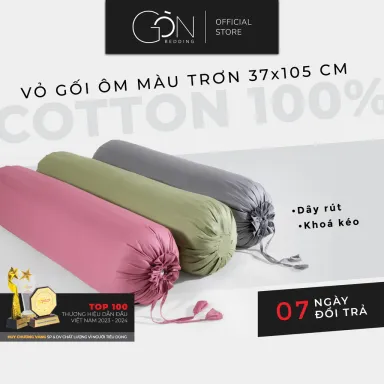 Vỏ Gối Ôm Dây Rút Gòn Bedding Cotton 100% Hàn Quốc Màu Trơn 35x100 - 37x105 cm