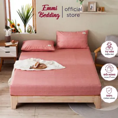 Bộ Ga Giường, Ga Gối Chất Liệu Cotton Tici Emmibedding, Các Mẫu Kẻ Hiện Đại Đủ Size