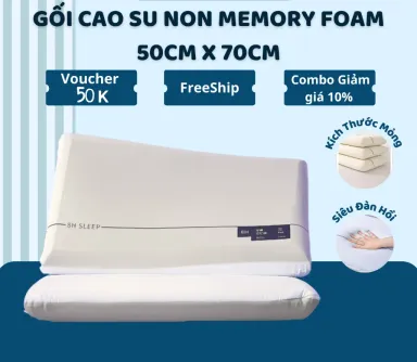 Gối Cao Su Non Memory Foam TOPAZ Nhập Khẩu - Ruột Gối Ngủ Chống Đau Mỏi Vai Gáy Kích Cỡ 50Cmx70Cmx10Cm