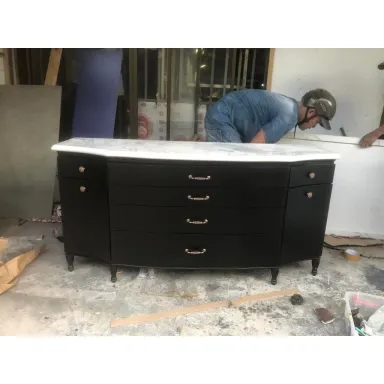 Tủ Console / Tủ Trang Trí / Tủ Decor Khung Gỗ Mặt Đá - Phong Cách Indochine