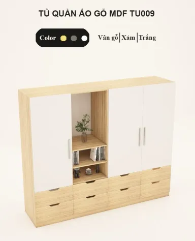 [FREESHIP HCM] Tủ Quần Áo Cánh Mở, Nội Thất Phòng Ngủ Gỗ MDF Tatana TU009 - Có Thiết Kế Theo Yêu Cầu