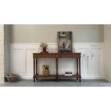 Bàn Console Gỗ 2 Ngăn Kéo, Chân Tiện