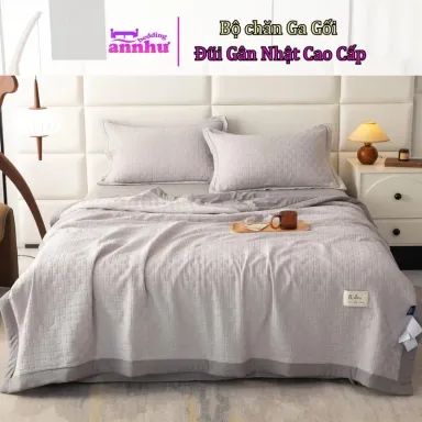 Bộ Chăn Ga Gối Đũi Gân Nhật Mềm Mại Thoáng Khí Cao Cấp An Như Bedding