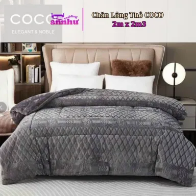 Chăn Lông Thỏ COCO Siêu Ấm Dày Kích Thước 2mx2m3 Nặng 4kg