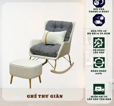 Ghế Sofa Bập Bênh T90 - Thư Giãn, Đọc Sách, Xem Tivi - Nhập Khẩu Cao Cấp, Tặng Kèm Ghế Đôn