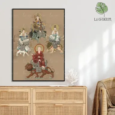 Tranh Canvas Tứ Đại Bồ Tát - Kích Thước 40x60 / 50x70 / 60x80cm - Nhiều Mẫu