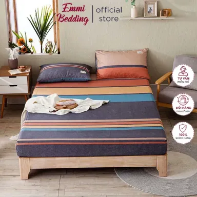 Ga Giường EMMIBEDDING STORE Chất Liệu TC, Mẫu Kẻ Miễn Phí Bo Chun Và Làm Ga Phủ Theo Yêu Cầu