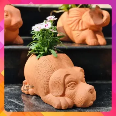 Chậu Cây Gốm Đất Nung (Terracotta) Hình CÚN D27xC15cm