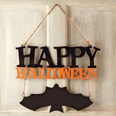 Chữ Happy Halloween Bằng Gỗ Vẽ Tay Kèm Dây Treo Trang Trí Halloween, Phụ Kiện Decor Halloween, Trang Trí Tường