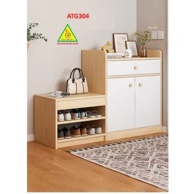 Tủ Đựng Giày Bằng Gỗ Có Ghế Ngồi ATG304 - VĐ Smart Furrniture NỘI THẤT LẮP RÁP VIENDONGADV