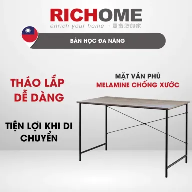 Bàn Làm Việc Đơn Giản 1m2 RICHOME DE242-1. Ván MDF Phủ Melamin Cao Cấp, Sang Trọng, Hiện Đại