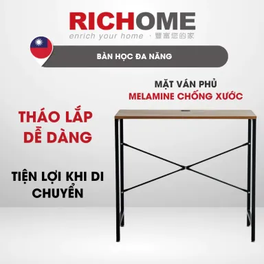 Bàn Làm Việc Đơn Giản, Chân Sắt 80cm RICHOME TA352-1, Khung Sắt Sơn Tính Điện, Ván MDF Phủ Melamin