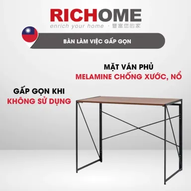 Bàn Làm Việc Gấp Gọn 100 X 50cm RICHOME DE292-1, Thiết Kế Gấp Gọn, Đa Năng. Hàng Nhập Khẩu Nguyên Kiện