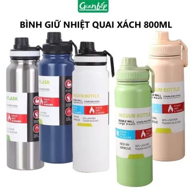 Bình Nước Giữ Nhiệt Inox 304 Thể Thao Gym 800ML Có Khay Lọc Trà, Dây Xách Ly Cốc Giữ Nhiệt Phích Giữ Nhiệt Giữ Nóng Lạnh