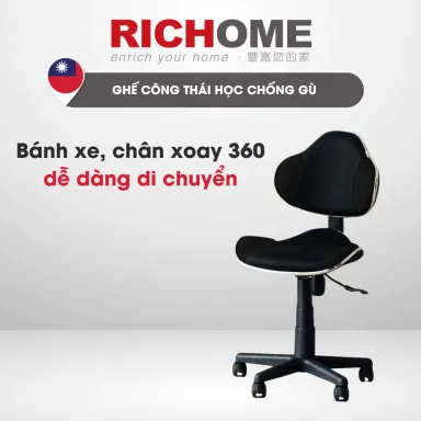 Ghế Văn Phòng, Ghế Học Sinh Chân Xoay 360 Độ RICHOME CH605BK / CH705 / CH705B. Hàng Nhập Khẩu Nguyên