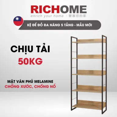 Kệ Để Đồ Đa Năng 5 Tầng RICHOME SH481-1, Mặt Gỗ MDF Phủ Melamin Chống Trầy Xước, Thiết Kế Sang Trọng