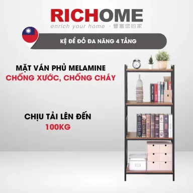 Kệ Để Đồ Đa Năng, Kệ Trưng Bày 4 Tầng RICHOME B-R-SH540-1 Mặt Gỗ Phủ Melamin (MDF) Chống Nước, Chống Cháy, Chống Xước