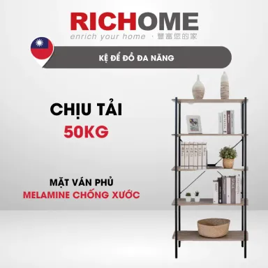 Kệ Để Đồ Đa Năng, Kệ Trưng Bày 5 Tầng Khung Sắt Chắc Chắn, Thiết Kế Hiện Đại, Sang Trọng - RICHOME SH573