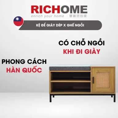 Kệ Giày Dép Đa Năng Kết Hợp Ghế Ngồi, Kệ Giày Dép 2 Tầng, Giá Để Giày Dép Tiện Lợi, Chắc Chắn - RICHOME SC225