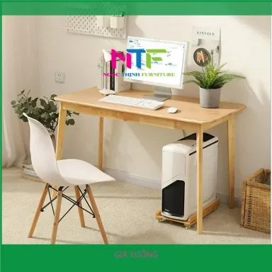 Bàn Làm Việc Gỗ Tự Nhiên Màu Gỗ Cách Điệu Nabu Ms01 NTFurniture