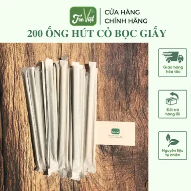 Combo 200 Ống Hút Cỏ Bọc Giấy Cho Quán Ăn/ Nhà Hàng/ Khách Sạn