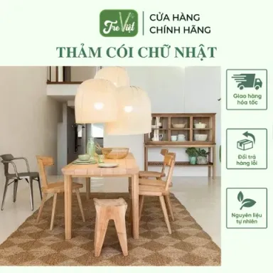 Thảm Cói Chữ Nhật 0.9x1m5 - Thảm Trải Sàn, Trang Trí Nhà Cửa