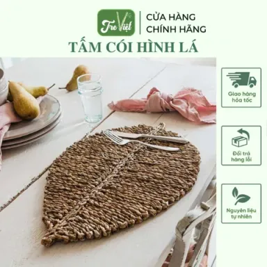 Thảm Cói Trải Sàn Hình Lá Trang Trí Decor Nhà Cửa Chụp Ảnh Cực Xinh