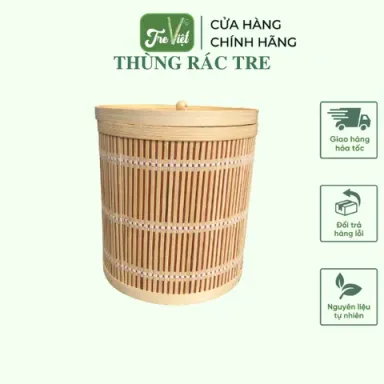 Thùng Rác Bằng Tre - Thùng Tre Nhỏ Đựng Đồ - Bamboo Waste Paper Bin