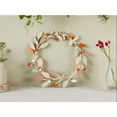 Vòng Hoa Gỗ 25cm Vẽ Tay Trang Trí Treo Cửa Phòng, Decor Tường, Trang Trí Kệ, Phụ Kiện Trang Trí Noel