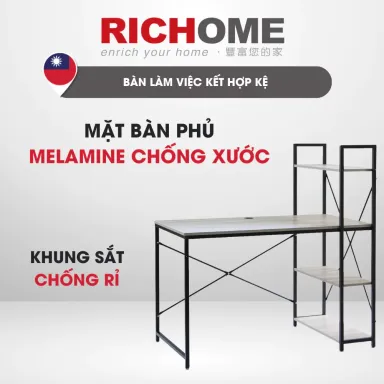 Bàn Làm Việc, Bàn Văn Phòng Kèm Kệ Sách Đa Năng RICHOME DE260 -Kệ Sách Đa Năng, Điều Chỉnh Trái Phải