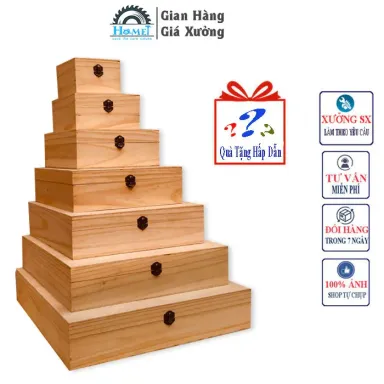 Hộp Gỗ Đựng Quà Tặng Cao Cấp 13cm HAMET. Thiết Kế Đẹp, Sang Trọng. Hộp Có Nhiều Kích Thước Từ Nhỏ Đến Lớn.