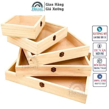 Hộp Gỗ Nắp Mica HAMET Cao Cấp Đựng Đồ Trang Sức Quà Tặng