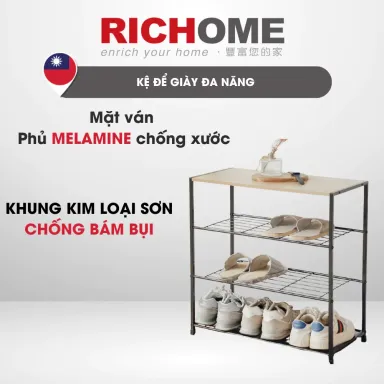 Kệ Giày Đa Năng RICHOME SC224, Kệ Giày Thông Minh 4 Tầng ,Chắc Chắn, Tiện Lợi - Hàng Nhập Khẩu