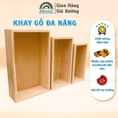 Khay Đựng Quà Bằng Gỗ Đa Năng 7cm Có Sơn Bảo Vệ Gỗ Cao Cấp HAMET. Khay Có Nhiều Kích Thước Phù Hợp Mọi Nhu Cầu Sử Dụng