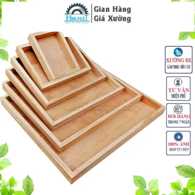 Khay Gỗ Trang Trí Decor Cao 5cm Được Phủ Sơn Bảo Vệ Cao Cap HAMET