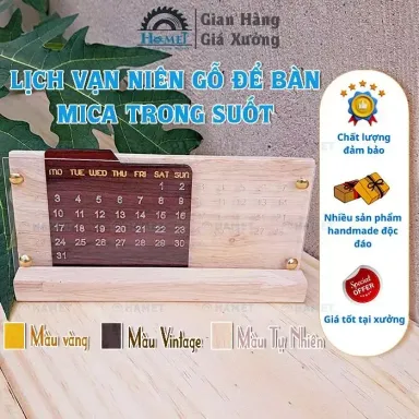 Lịch Vạn Niên Gỗ HAMET. Lịch Để Bàn Thiết Kế Theo Phong Cách Hiện Đại Sang Trọng Decor Không Gian Độc Đáo Làm Quà Tặng