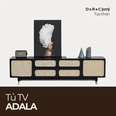 ADALA, Kệ Tivi Gỗ Lưới Mây MDF Phủ Melamine Cốt Xanh Chống Ẩm, TTV_079, 180 x 40 x 60 cm, Nội thất HGF