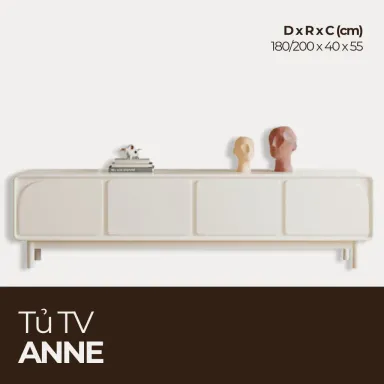 ANNE, Tủ Tivi 4 Cánh Thiết Kế Hiện Đại Đơn Giản, TTV_029, Chiềudàix40x55cm, Nội thất HGF